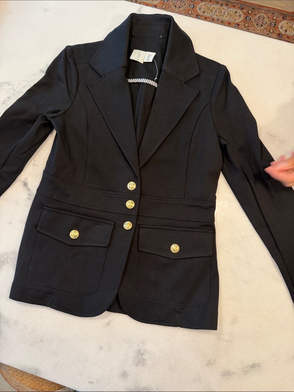 Joie Black Tailored Blazer with Gold Buttons